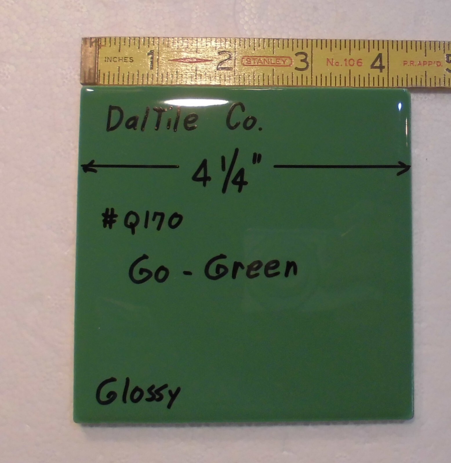 1 pc. Go Dark Green: 4-1/4″ Glossy Ceramic Tile by Daltile, Best Quality, NEW