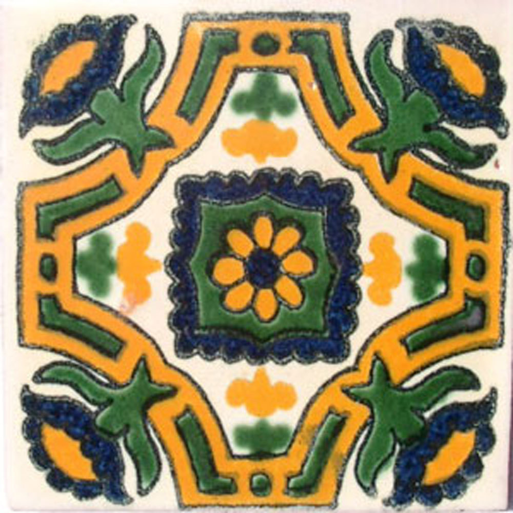 9 MEXICAN TILES WALL OR FLOOR USE TALAVERA MEXICO CERAMIC HANDMADE POTTERY C#042