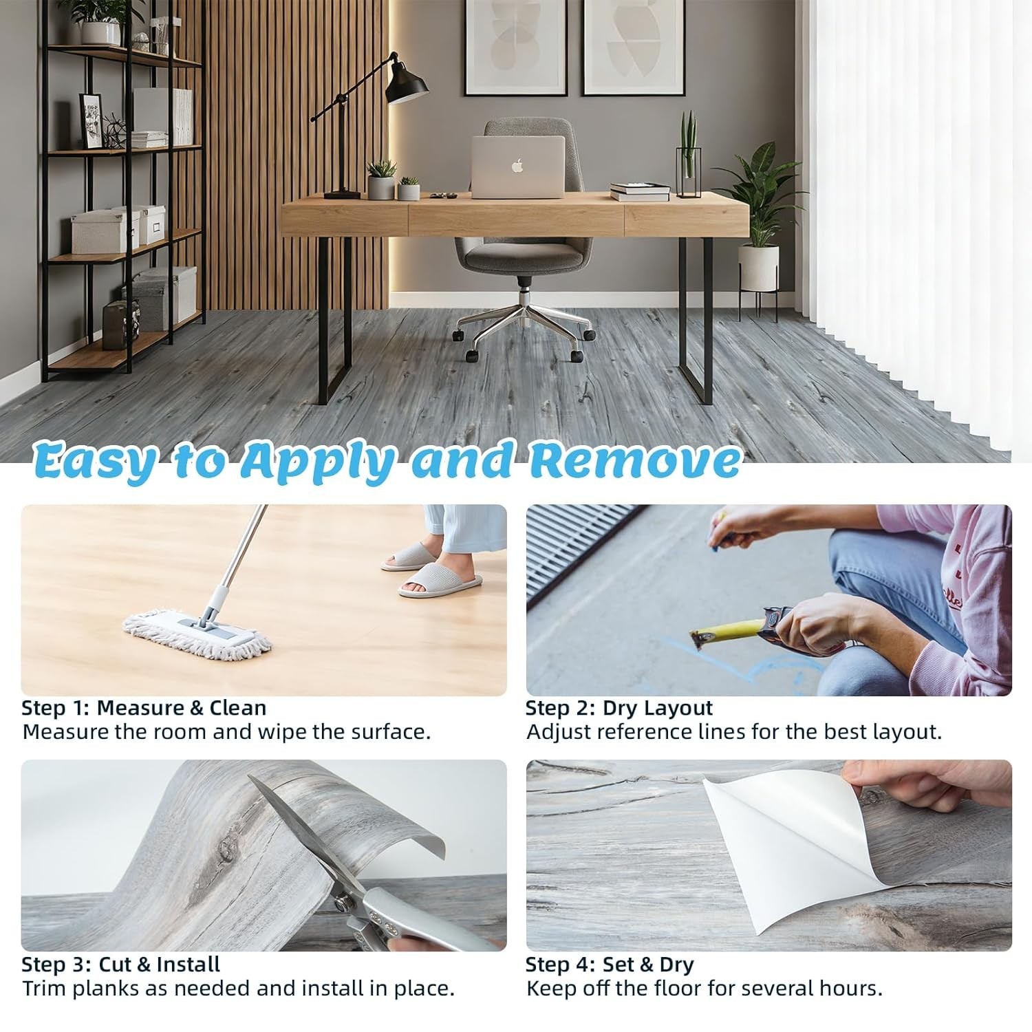 15 Sq.ft Peel and Stick Floor Tiles, 10Pcs Luxury Vinyl Plank Flooring Wood L…