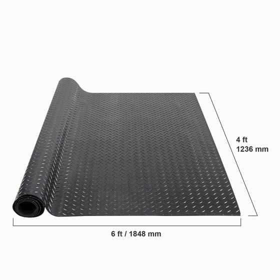 Diamond-Plate Rubber Flooring Roll 3mm x 4ft x 6ft Garage Floor Mat SBR