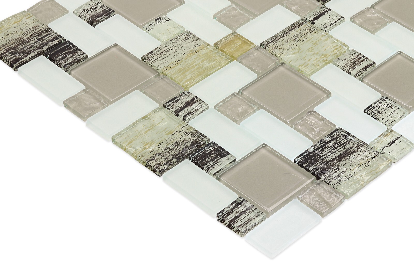 Beige White Hand Paint Glass Tile, 6 mm thick, Glass Tile, Backsplash, Bathroom
