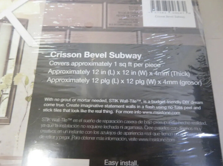 MSI Crisson Bevel Subway Peel and Stick 12″ x 12″ Textured Glass Stone Look
