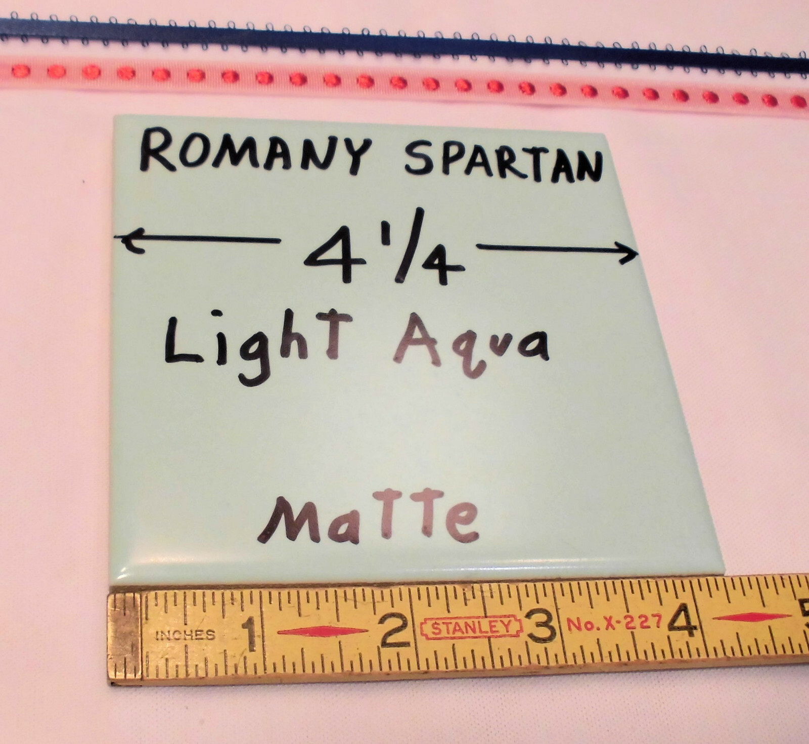 1pc. *Aqua / Light Blue * 4-1/4″ Matte Ceramic Tile; Romany Co. Made 1940’s
