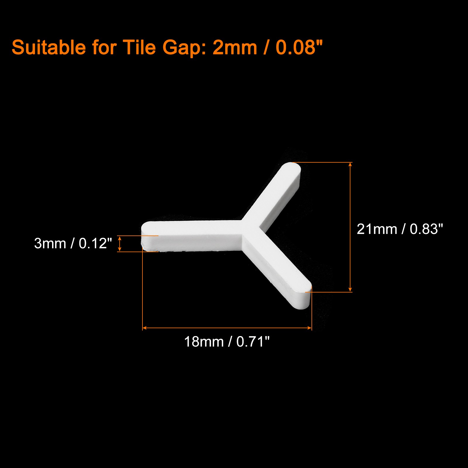 300Pcs Wall Floor Tile Plastic Y Type Spacers Tiling Tools 2mm 1/16″, White