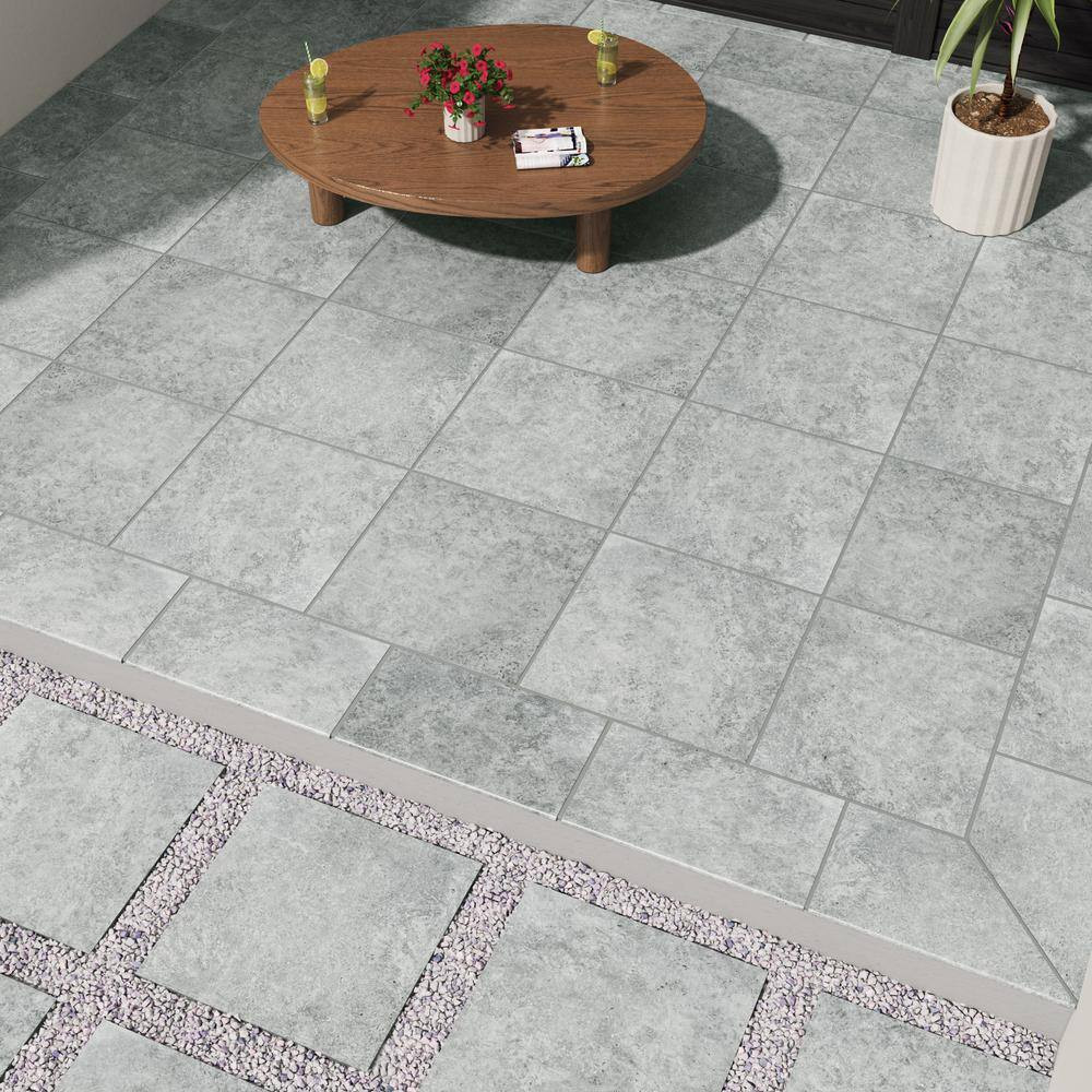 Lunar Silver 2 Cm. X 24 In. X 24 In. Matte Porcelain Stone Look Paver Tile (8 Sq