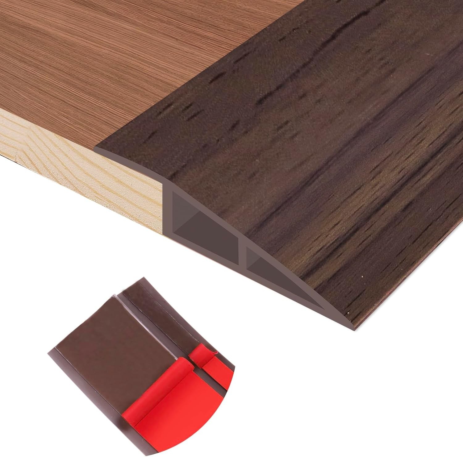 Easy Install Deep Brown Floor Transition Strip – 1/5″ to 2/5″, 3.3ft PVC Design