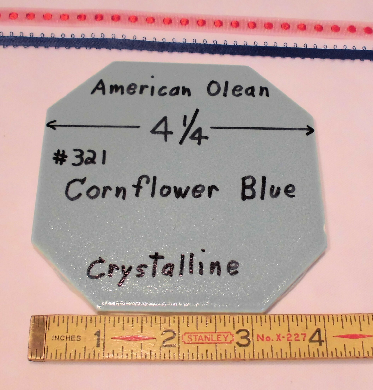 1 pc. Octagon Ceramic Tile 4-1/4″ *Cornflower Blue* Crystalline American Olean