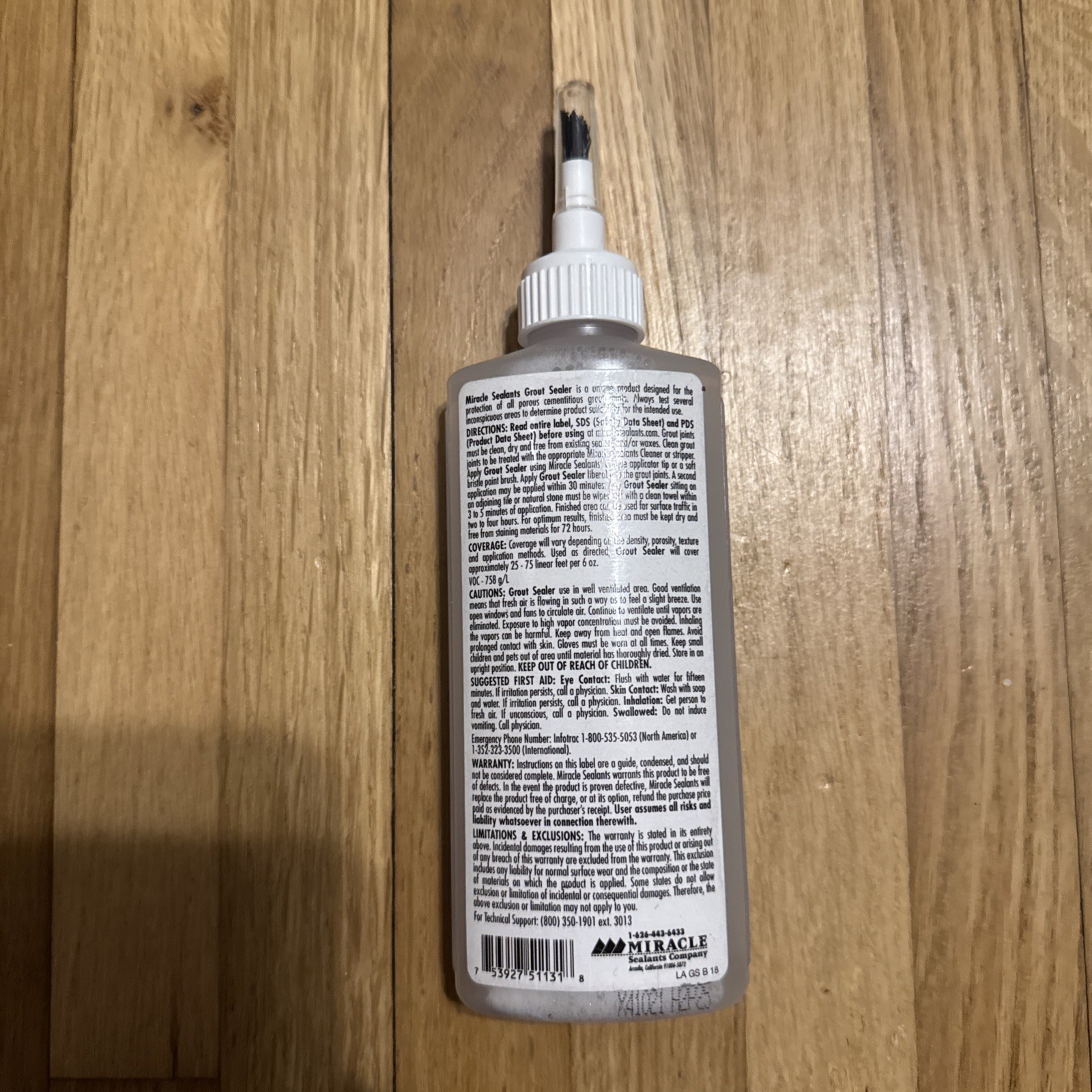Miracle Sealants 367495 Grout Sealer Tile Joint Protector w/ Brush Tip 6oz