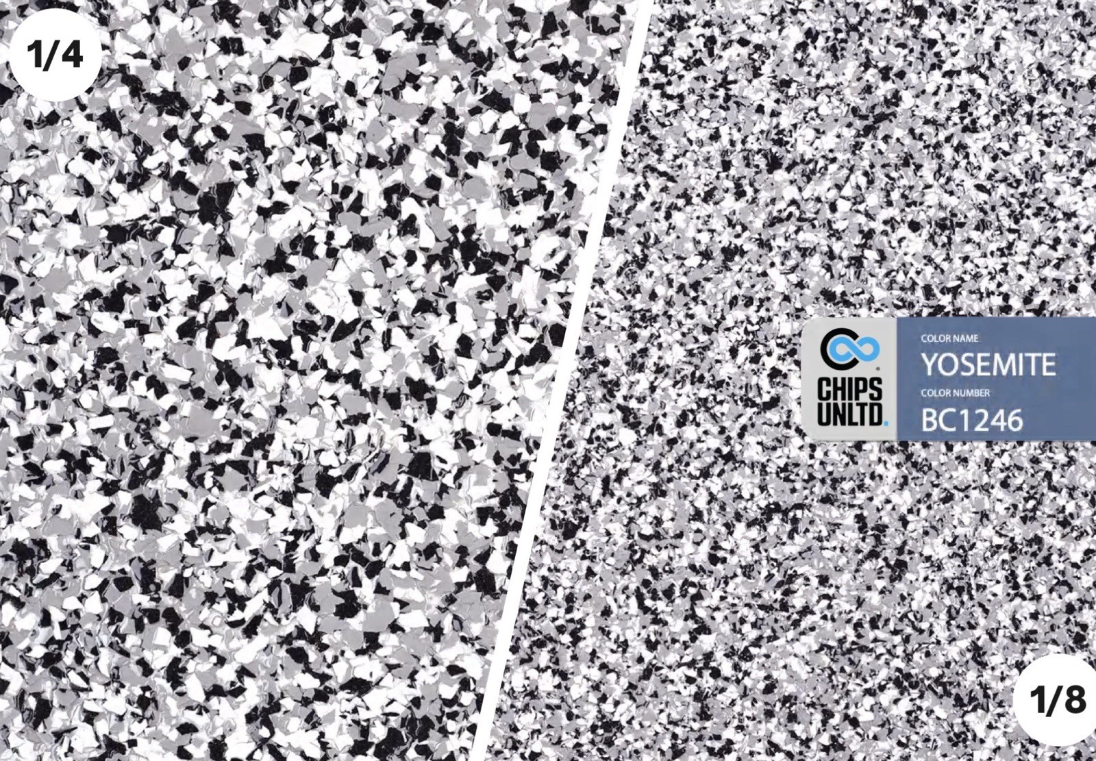 CHIPS FLAKES FOR EPOXY FLOORS OBISPO MIX 1/4” 40 Lb Cs