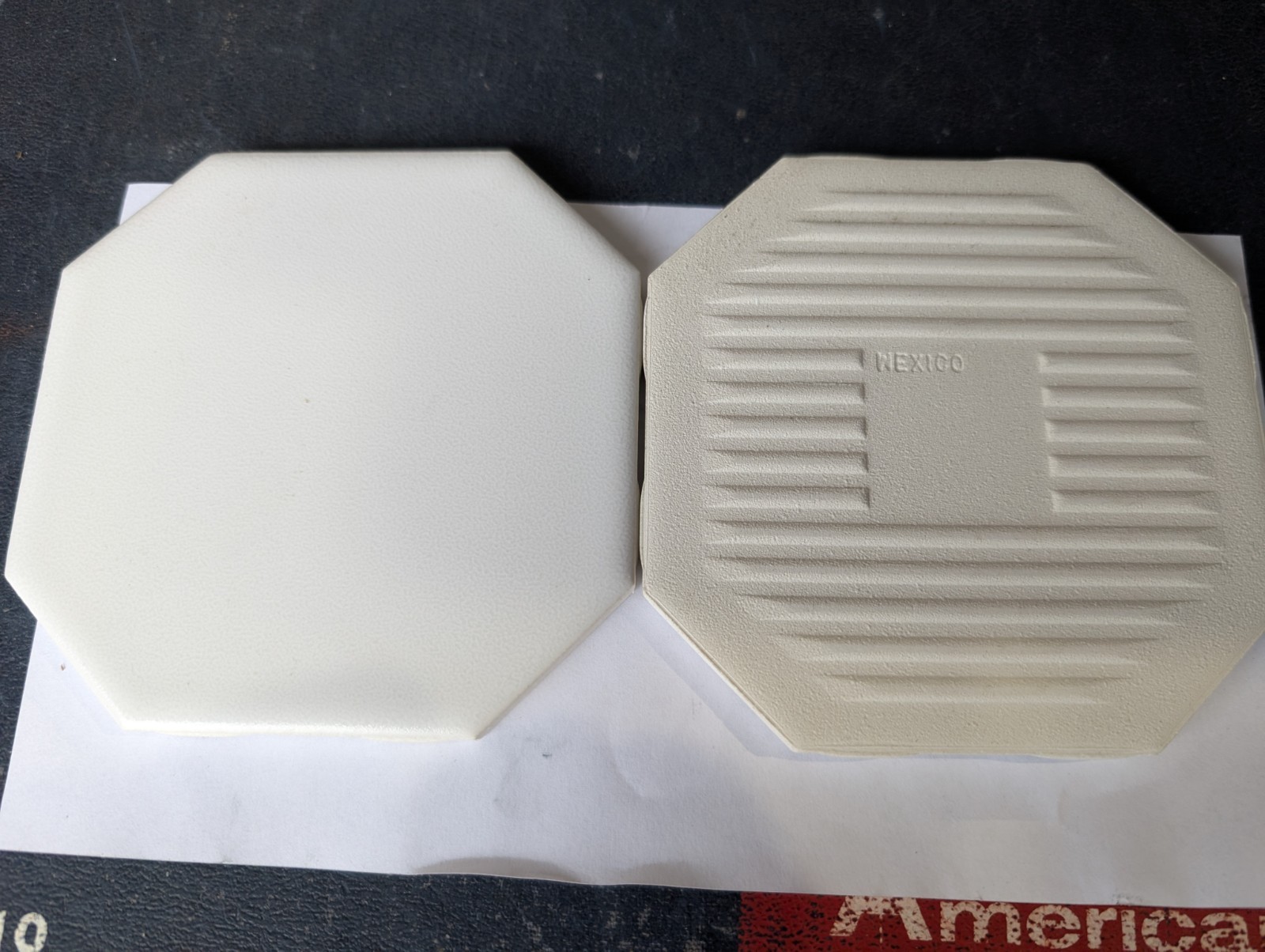 4 pcs American Olean Ceramic Tile 4 1/4″ Crystalline II POLAR White Octagon #316