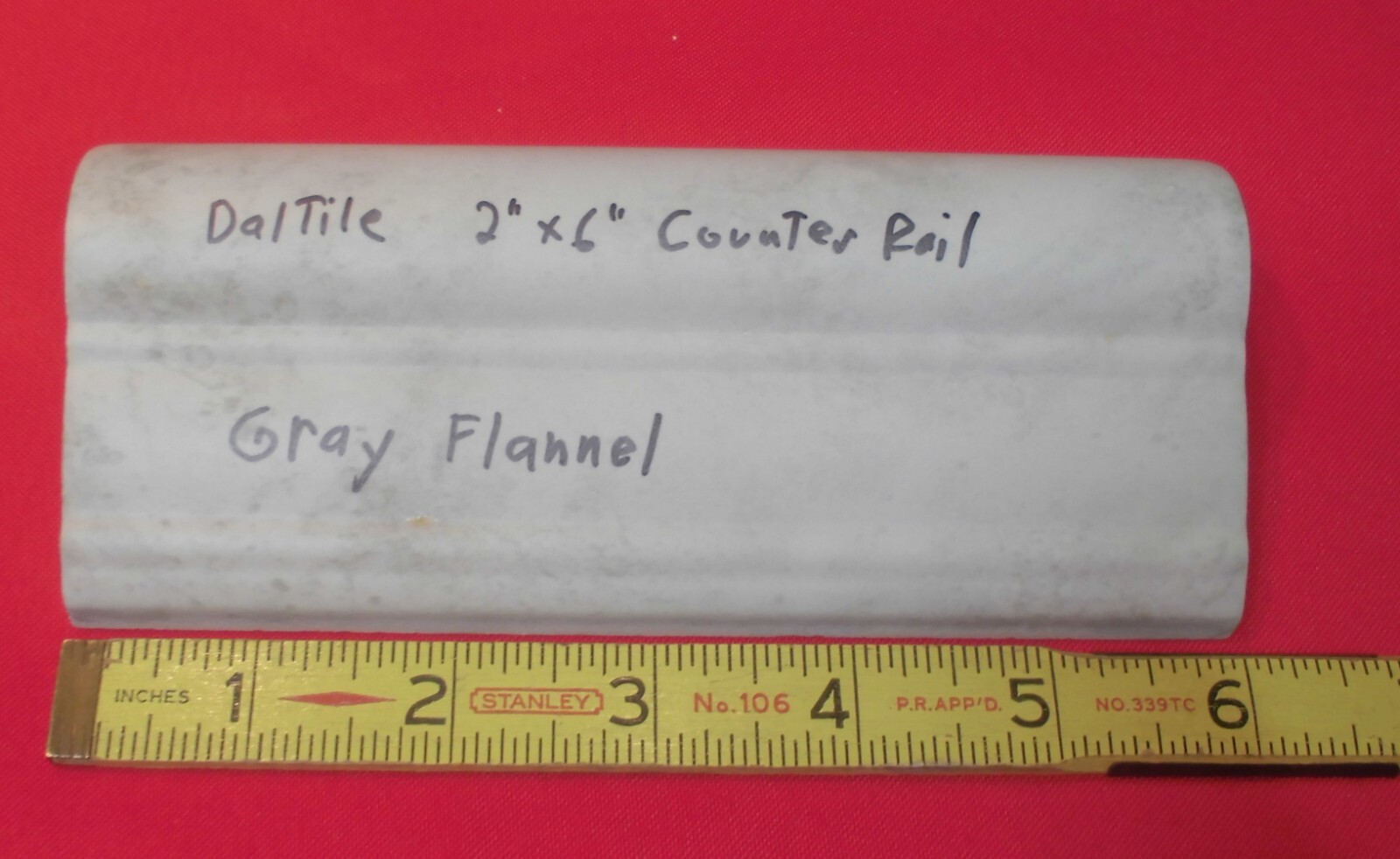 1 pc. Daltile: Light & Darker Grays: V-Cap Ceramic Trim Tile: Countertop-Edging