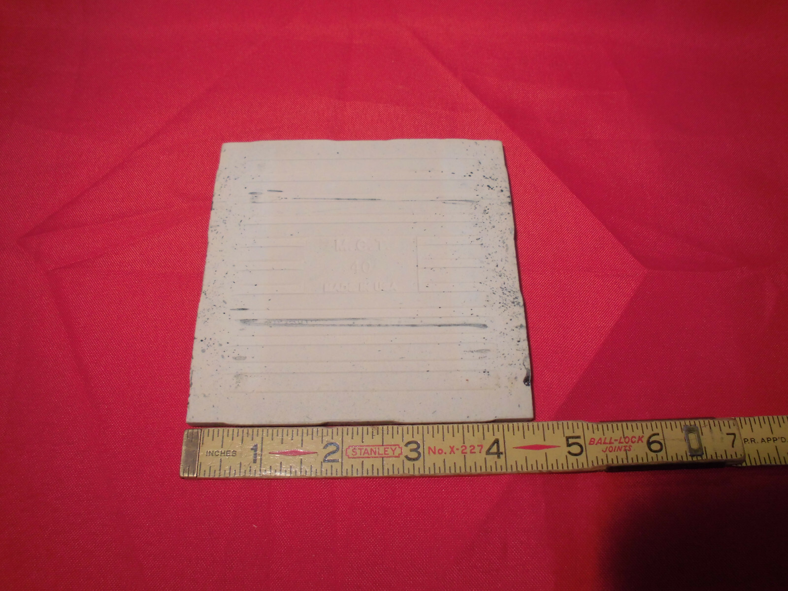 1 pc. Ceramic Tile *Jet Black* by Mid-State Co. 4-3/8″ (NOS) Textured Glaze