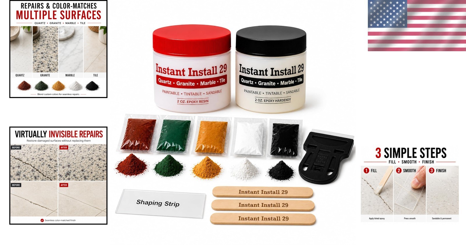 4 oz II29 Stone Kit – Durable Epoxy with EZ-Tint Colors for All Countertops