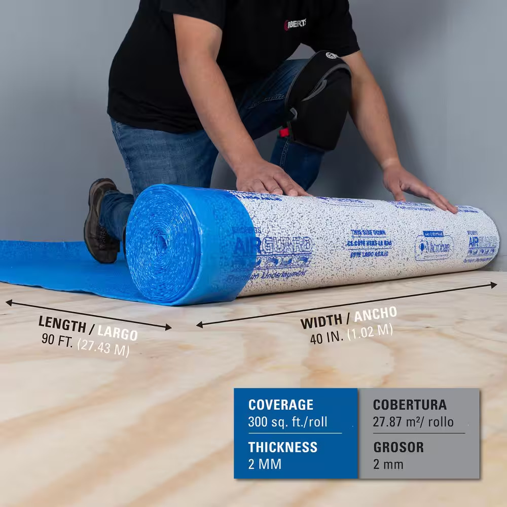 Airguard Premium Underlayment 300 Sq. Ft. 40 In. X 90 Ft. X 2 Mm with Microban f