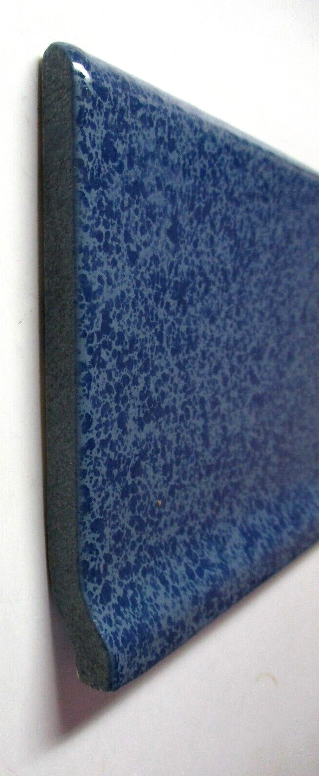 1 Bullnose Cove Base Tile Mannington USA 6″ Mottled Light Dark Blue Ceramic Vtg
