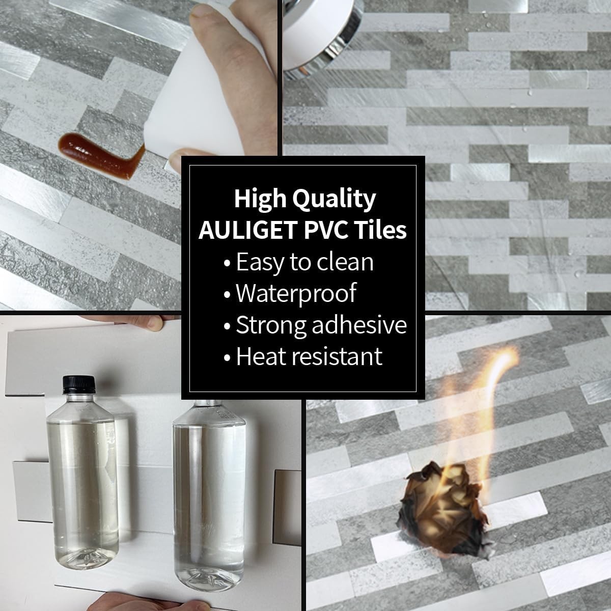 Faux Stone Peel and Stick Backsplash Tiles Grey Slate Look 20 Sheets