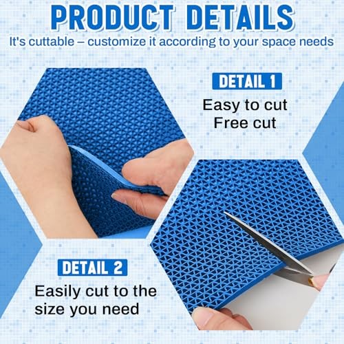 1.3×10 ft Non‑Slip Pool Drainage Floor Mat, 16″ x 118″ (Rectangular) Blue