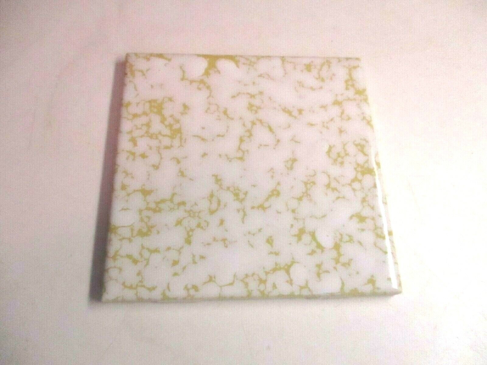 1 Wall Tile CGSC US Ceramic 4-1/4″ Mustard Yellow Dapple on Beige Wrinkled MCM