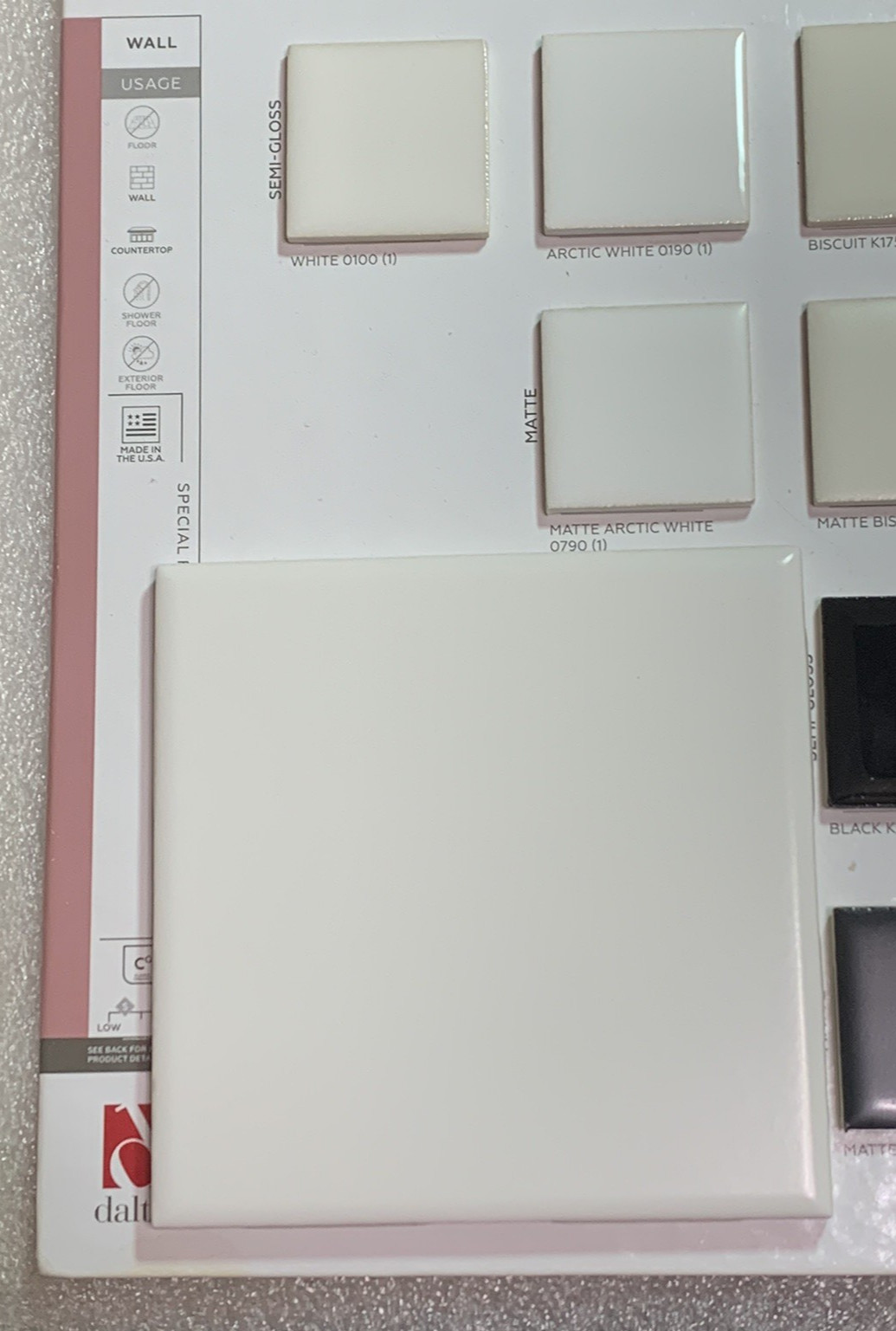 New Interceramic Tile 4 1/4″ x 4 1/4″ White Glazed Made in USA