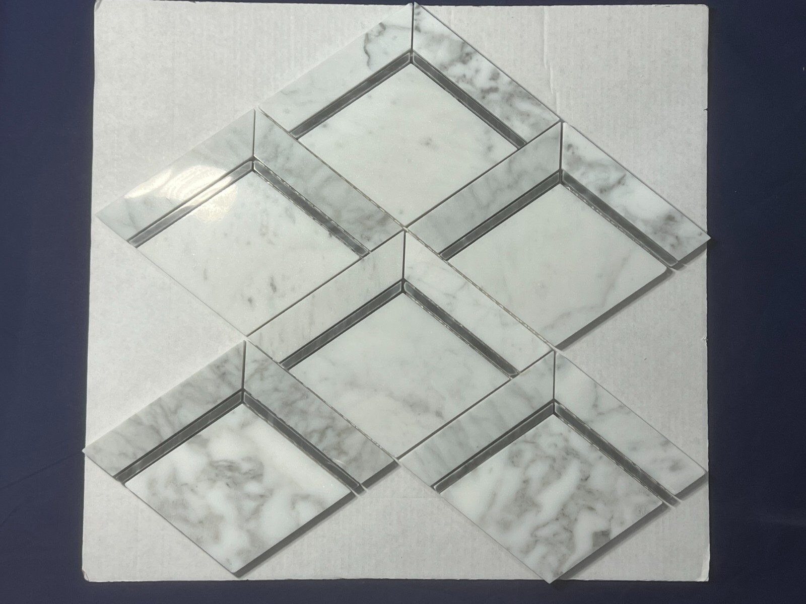 S23 Carrara White Grey Marble Diamond Mosaic Tile Kitchen Bathroom, 7 sheets