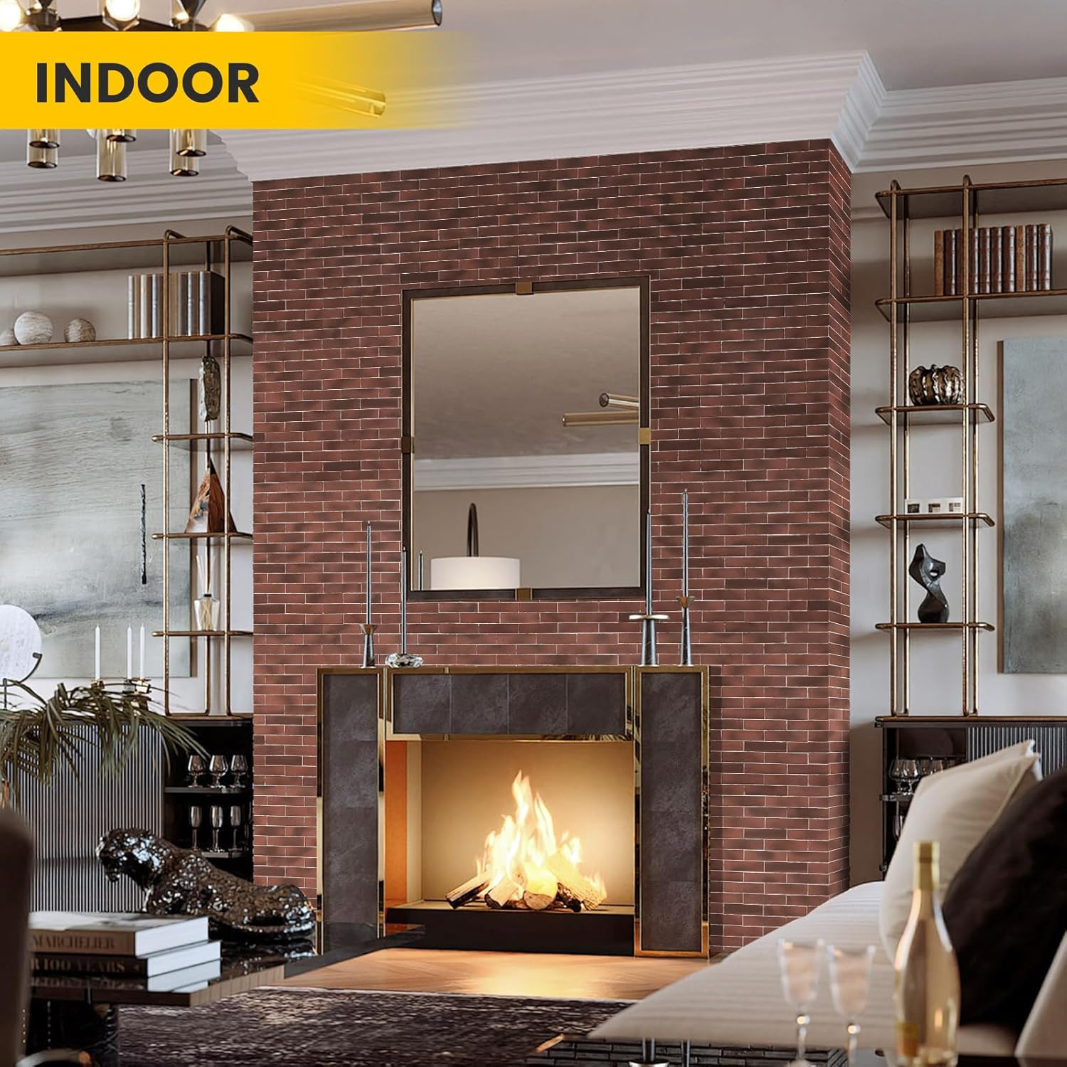 100 Pcs Vintage Red Faux Brick Tiles for Interior Wall Decor, 14 Sq.Ft.