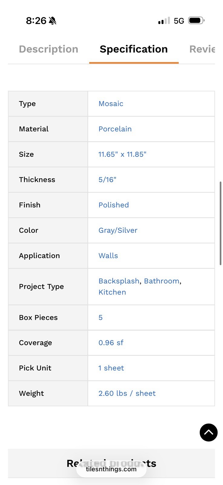 NEW Forio 1.2” x 4.2” Picket Grey Glossy Porcelain Mosaic Tile Gray 4.8 Sq Ft