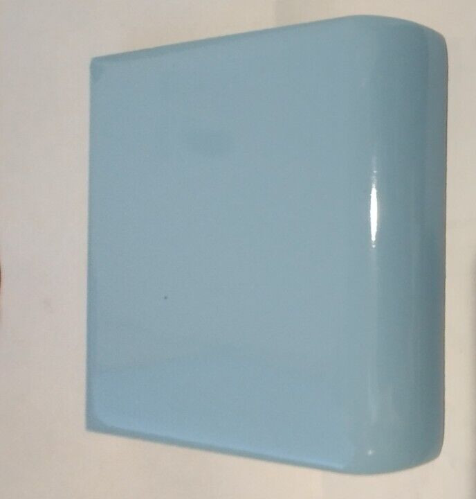 1 Mosaic 4402 USA Outside Corner Wall Tile Radius Curved Cap 4-3/8 Baby Blue Vtg
