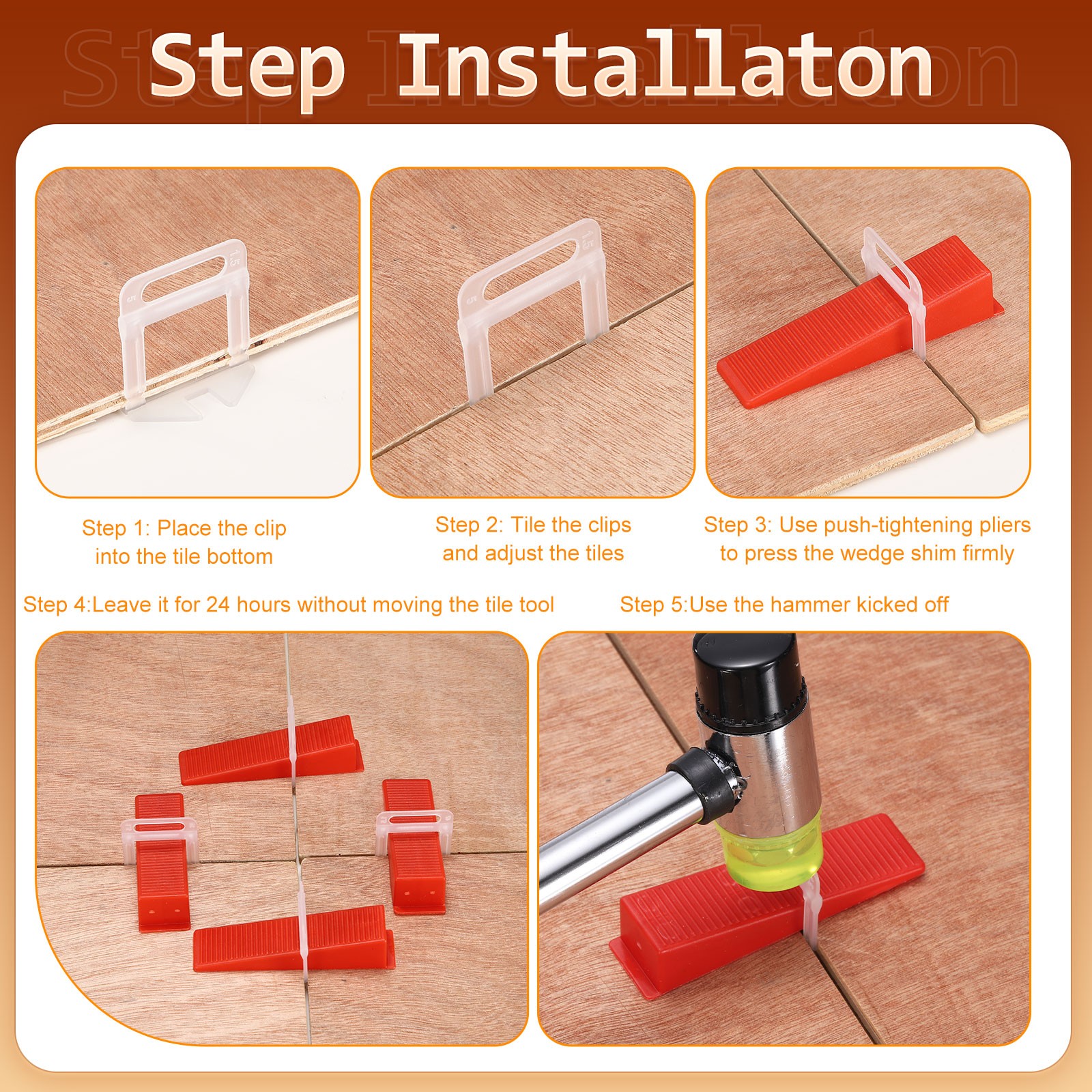1 Set Tile Leveling System Kit, Wall/Floor Adjustment Leveling System, Red
