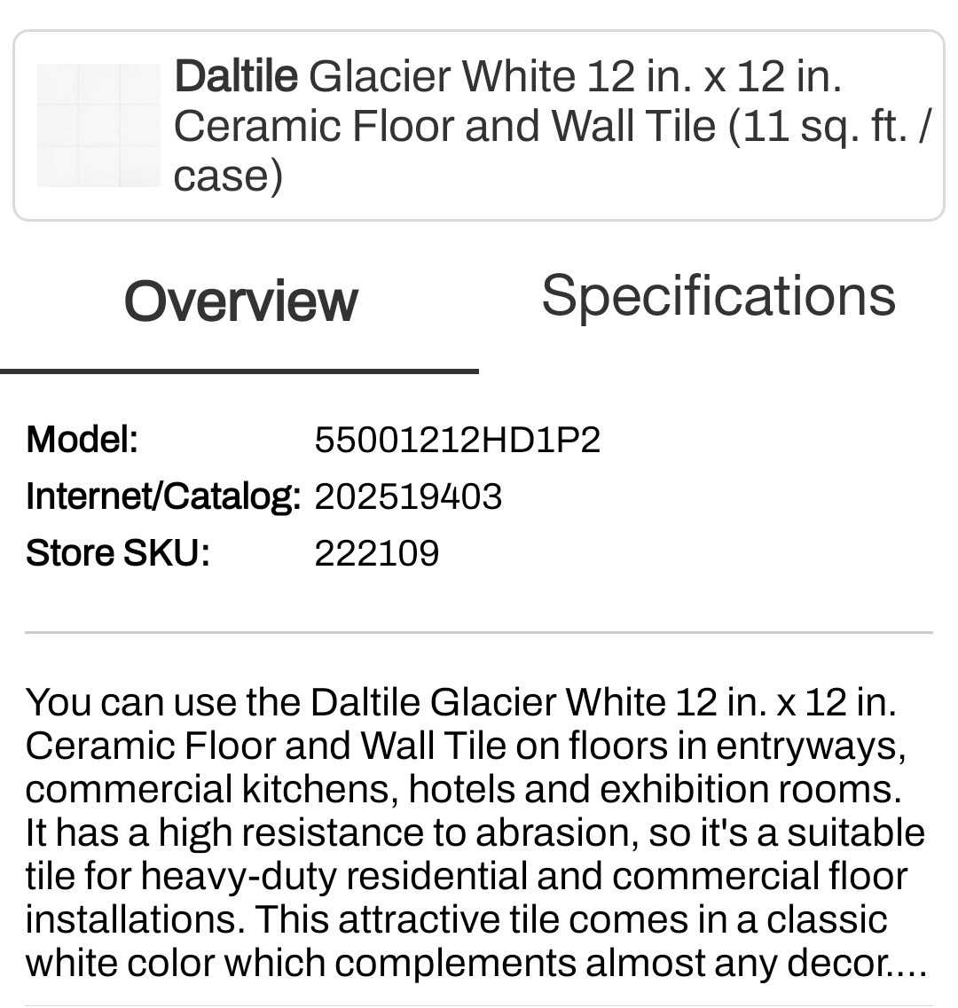 Lot of 11 Unopened Cases-Daltile Glacier White 12×12 Ceramic Tile-LOCAL PICKUP