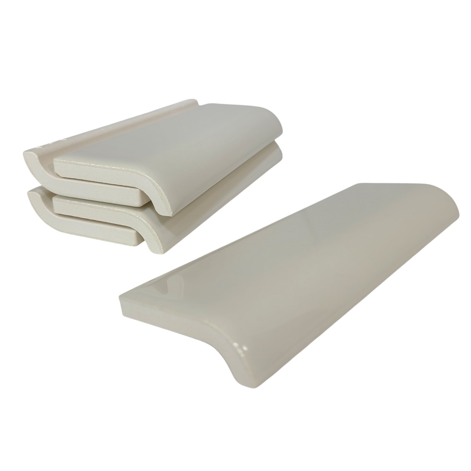 Beige Bone Almond Ceramic Tile Mud Cap 6 x 2 inch Subway Trim Classic Color 006