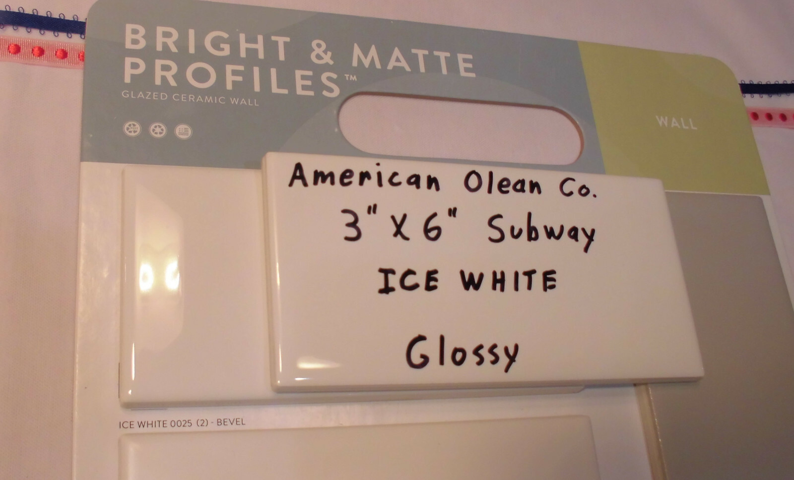 12 pieces: Glossy Ceramic Subway Tiles *Ice White* by American Olean 3″ X 6″ NEW