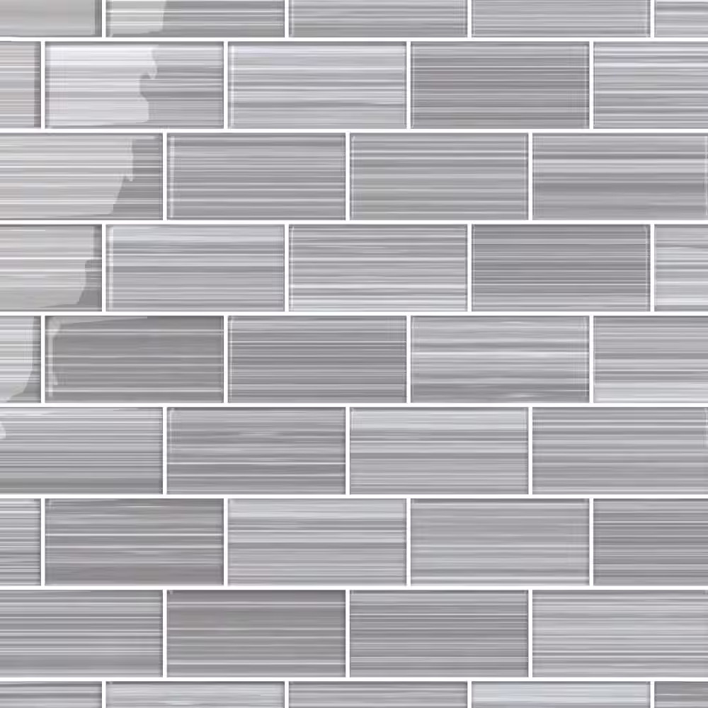 Hand Painted Rectangular 3 In. X 6 In. Warm Gray 40 Glass Tile (10 Sq. Ft./Per C