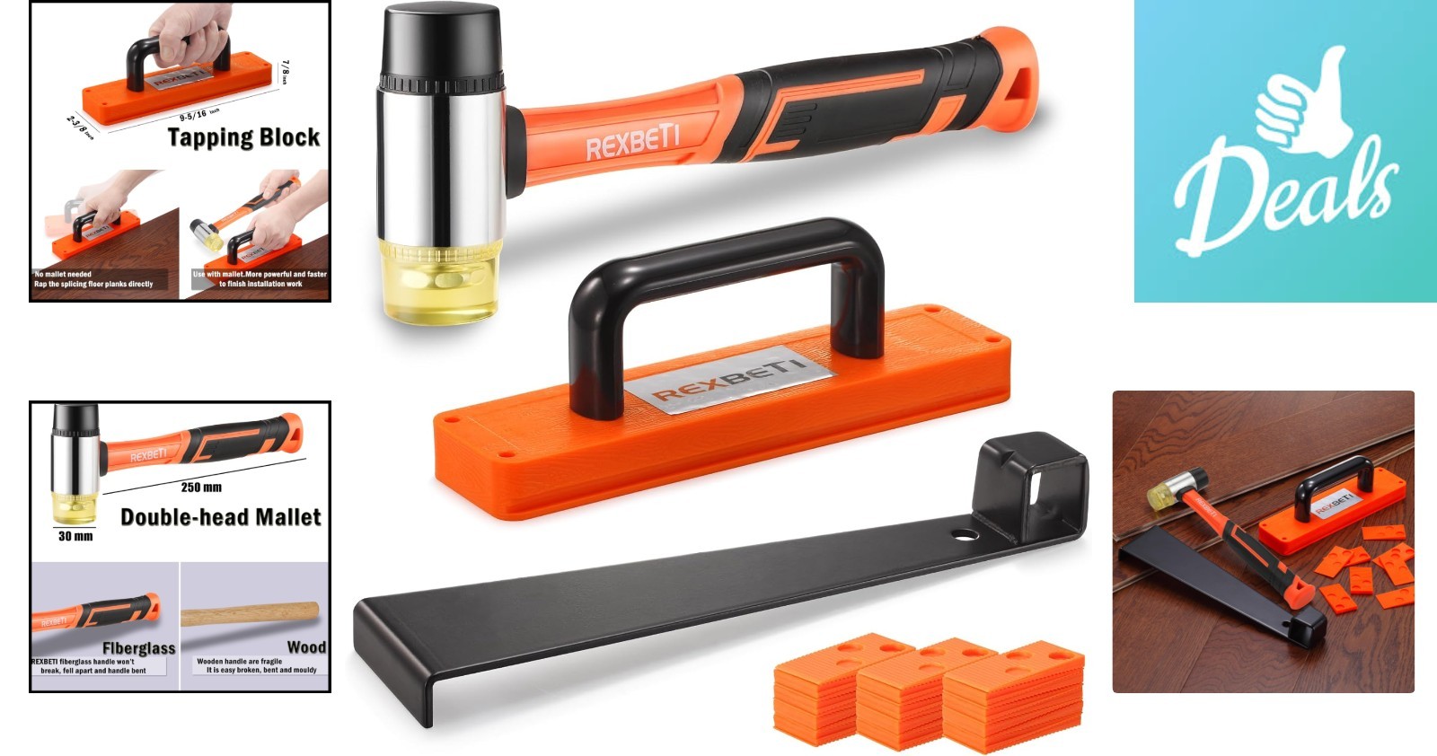 43-Piece Flooring Installation Kit – Mallet, Block & 40 Spacers Included