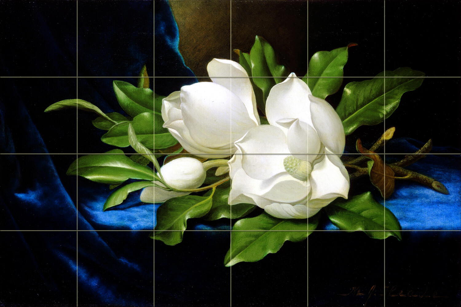 36 x 24 Giant magnolias flower Tile Mural Kitchen Backsplash Ceramic 3139