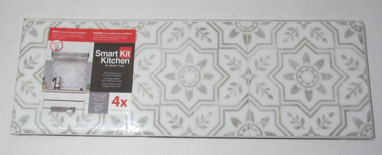 NEW 4-PACK SMART TILES PEEL AND STICK KITCHEN BACKSPLASH WALL TILES SICILE GRAY