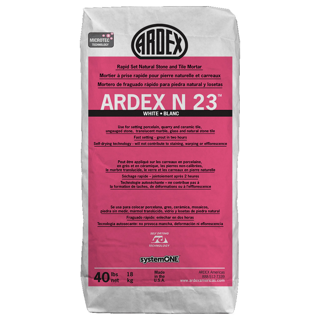 ARDEX N 23 MICROTEC Rapid Set Natural Stone and Tile Mortar, White, 40 lbs Bag