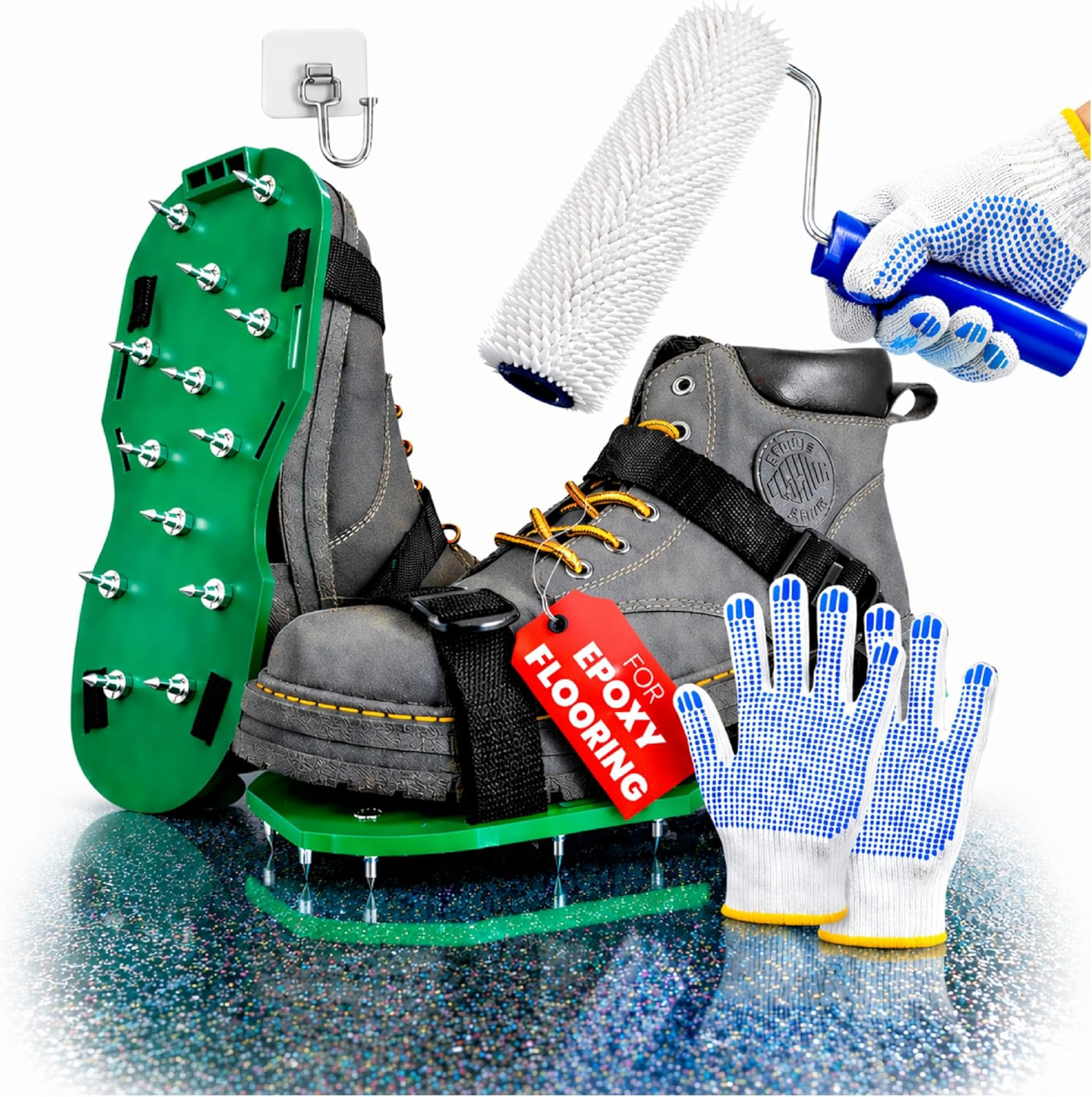 Premium Epoxy Shoes Spikes & 9 Inch Spiked Roller for Self Leveling Compound