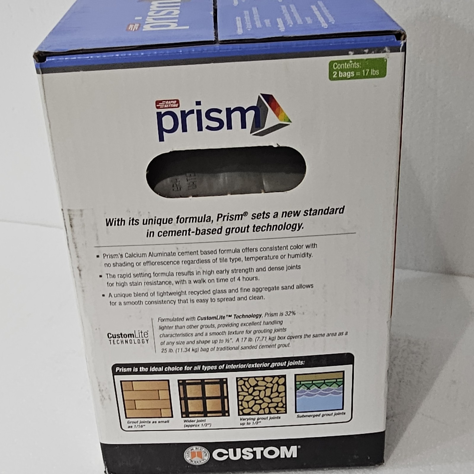 NEW Custom Prism Ultimate Performance Grout – 17 lb Natural Gray Color