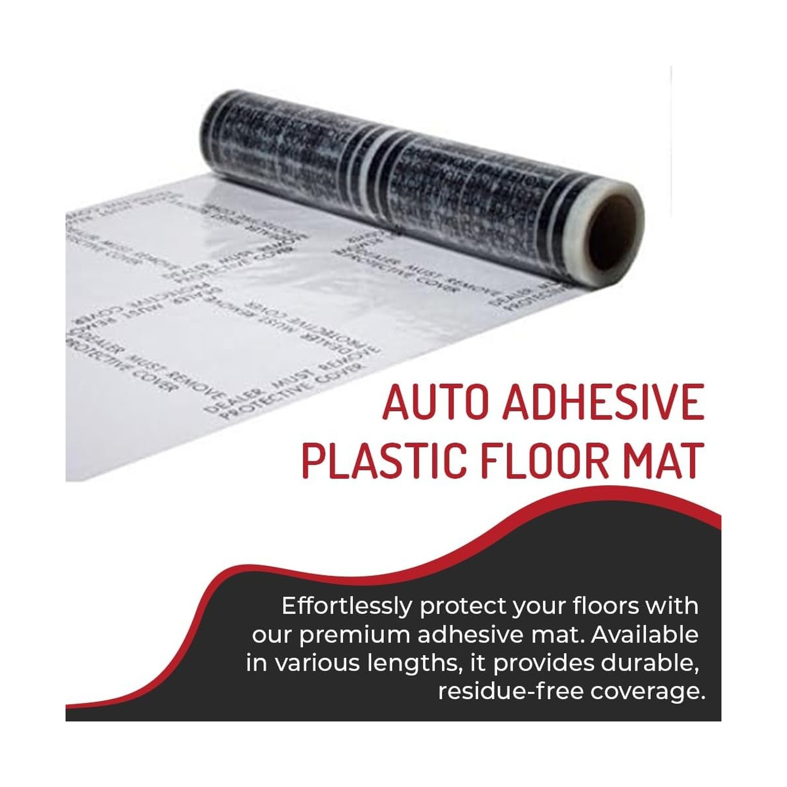 Hi-Tech Auto Adhesive Plastic Floor Mat, 4 mil | Perforated Every 24″ | 285 M…