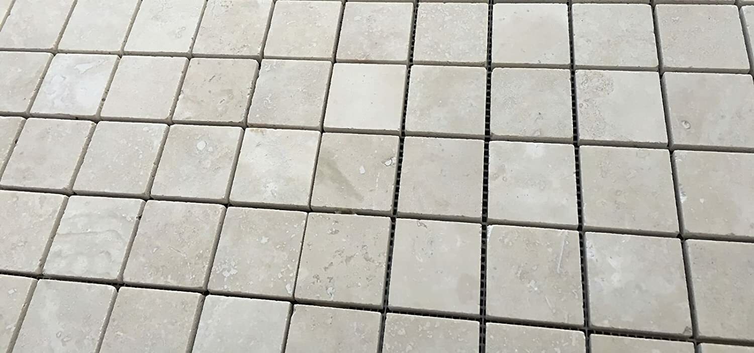 2×2 Light Premium Honed Filled Travertine Mosaic Tile Backsplash Floor Wall