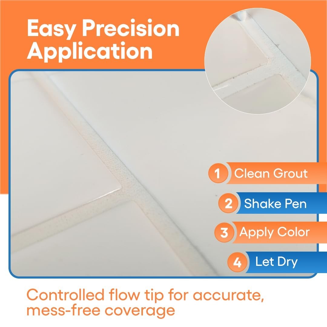 White Grout Paint Pen Tile Grout Colorant & Sealer Marker, Quick-Dry, 3 Adjus…