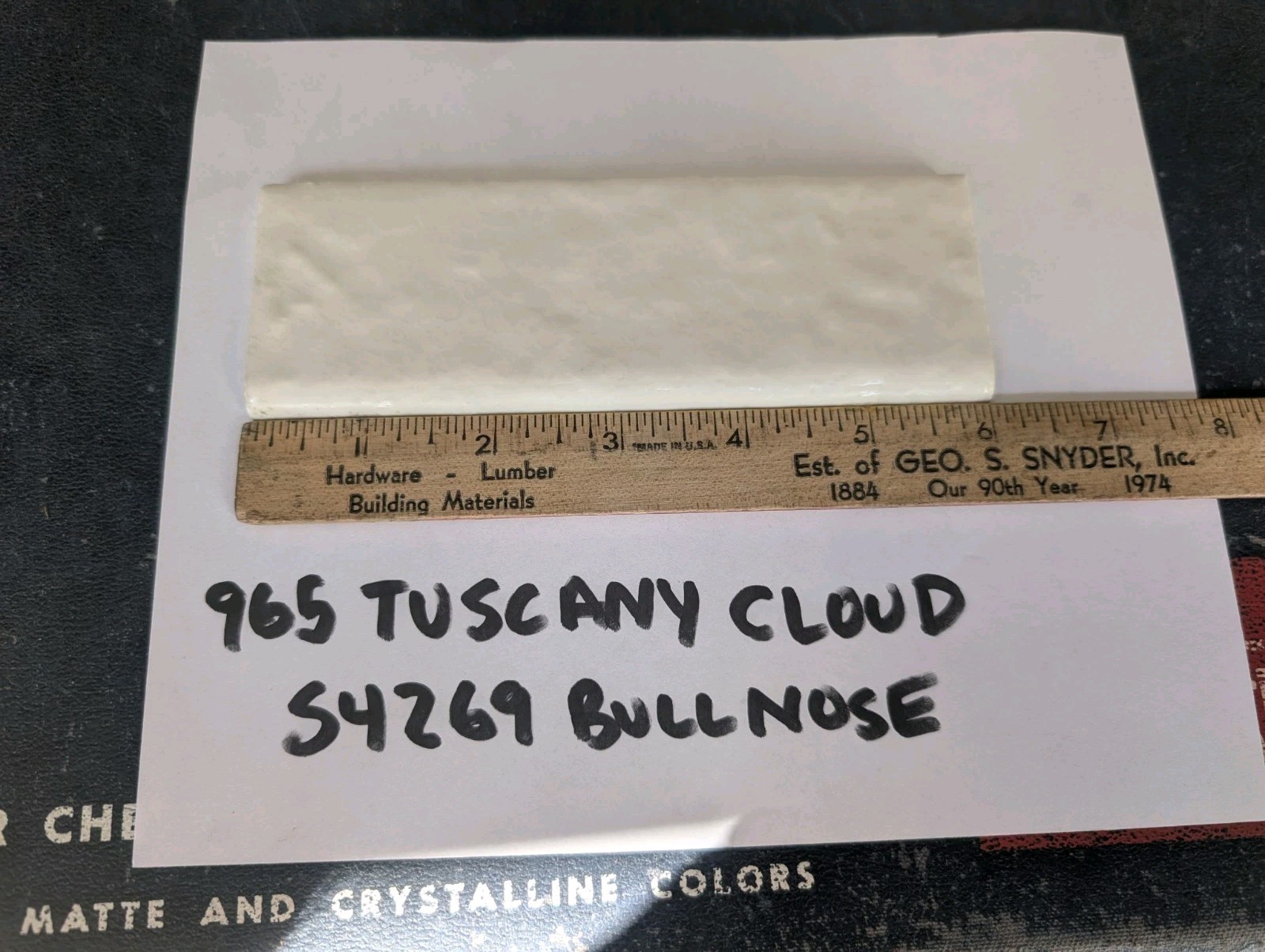 2 pcs Tuscany Cloud #965 American Olean Bullnose Tile S4269 2×6″ Made In USA