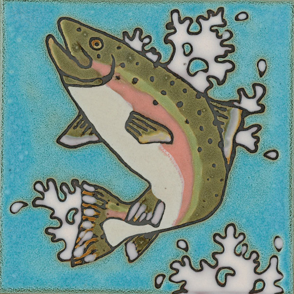Ceramic Tile Rainbow Trout Fish hot plate wall decor installation backsplash