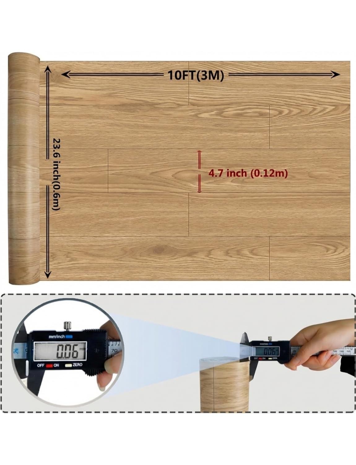 2 Rolls 23.6”x10FT Vinyl Flooring Roll 38.75 sq.ft: Peel and Stick Floor Til…