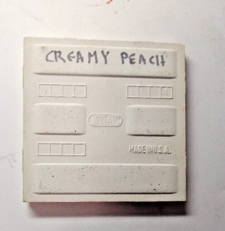 1 Wall Tile Mosaic USA 4-3/8″ Square Satin Creamy Peach Pink Ceramic 1950s Retro