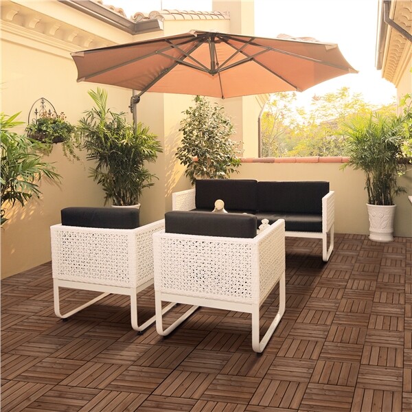 27pcs Wooden Patio Tiles Interlocking Flooring Deck Tile Outdoor Pathway 12×12”