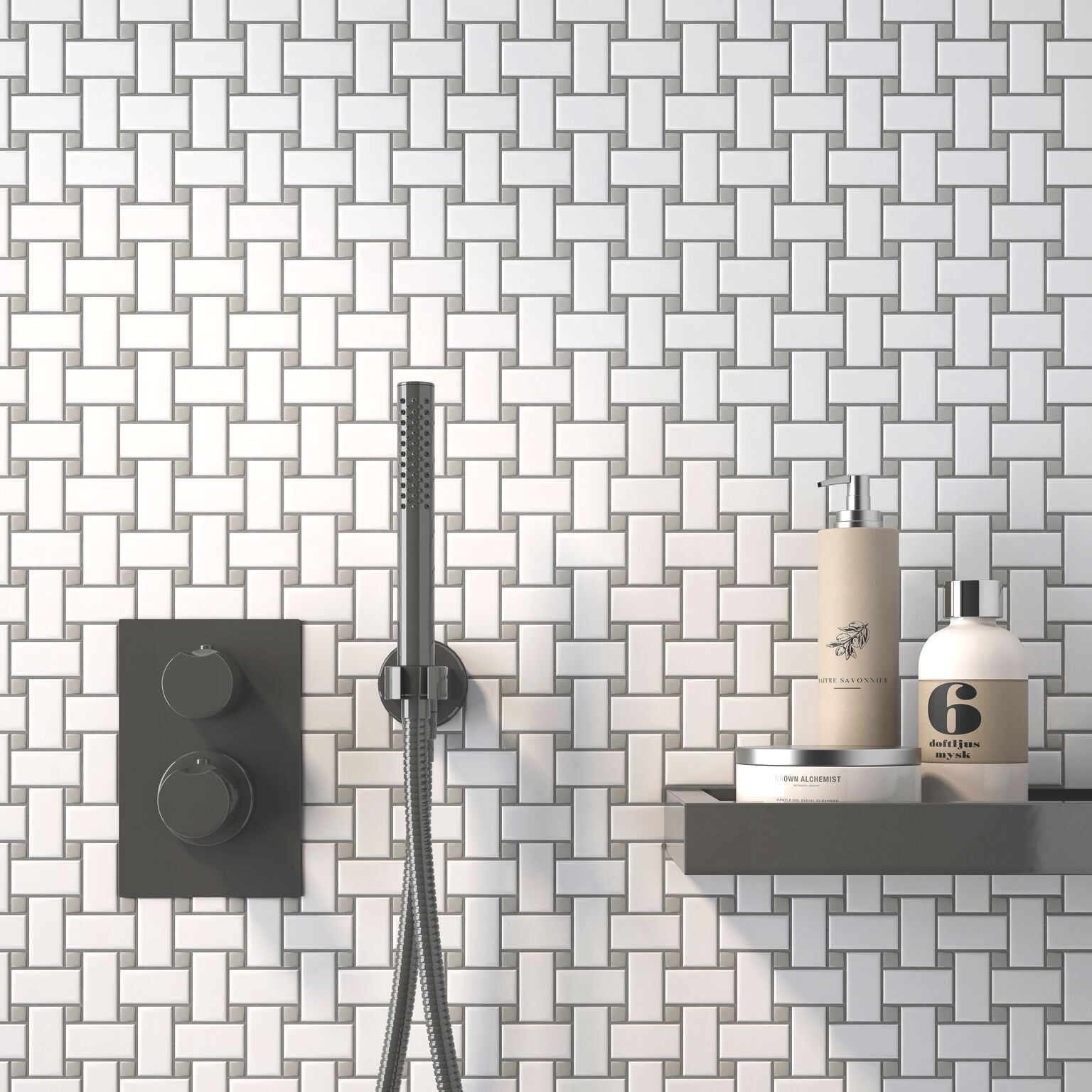 1 x 2 White Gray Basketweave Porcelain Mosaic Floor Wall Backsplash Kitchen