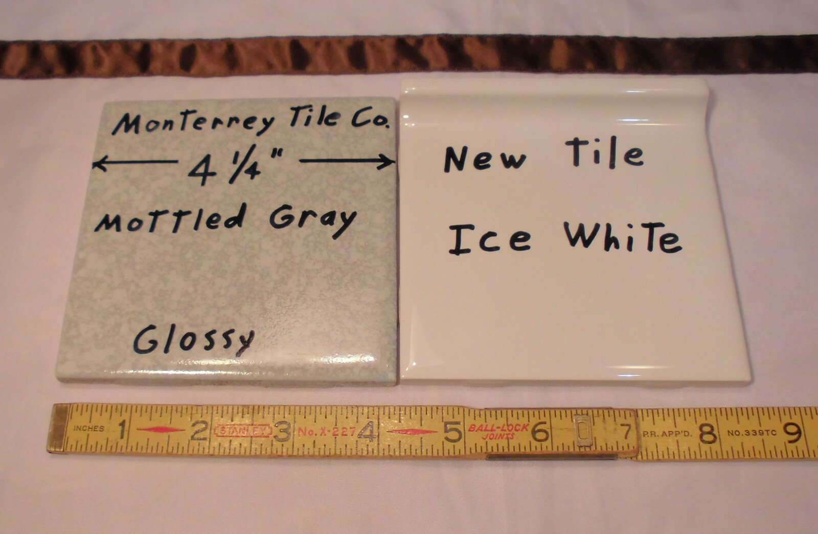 1 pc. Ceramic Tile *Mottled Gray* 4-1/4″ by Monterrey Co. Splatter Gray; NOS