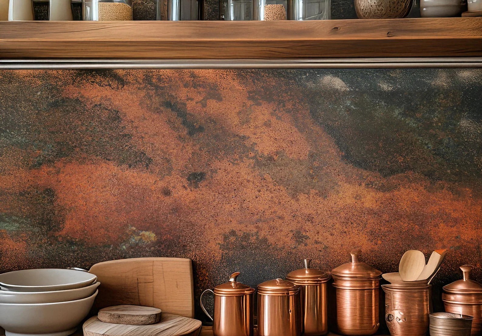 Real Copper Backsplash Panel – Handmade Metal Wall Art Kitchen Decor