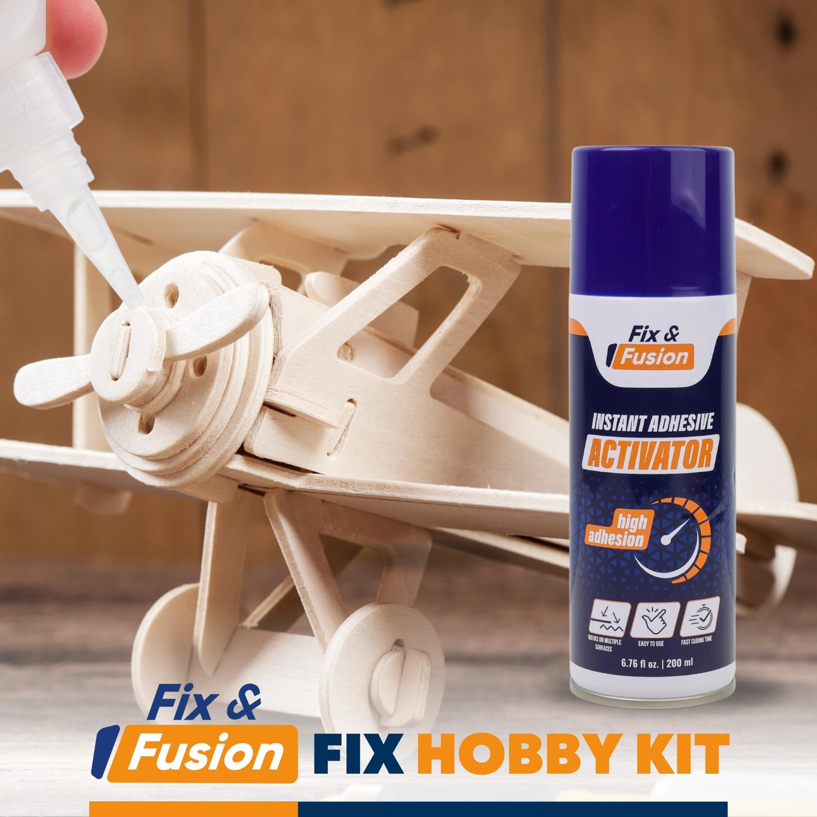 FIX & FUSION Activator Spray (6.76 Fl Oz), Instant Cure Accelerator for Cyano…